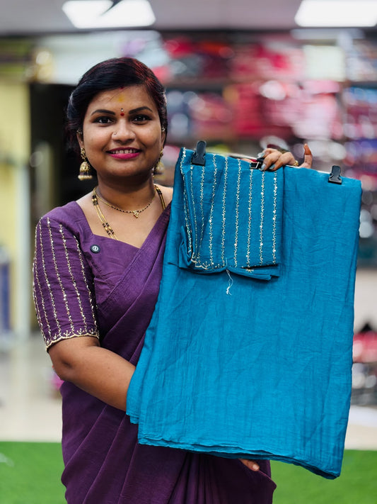 Plain Space Designer Sarees