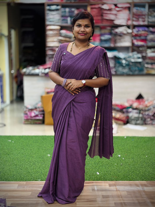 Plain Space Designer Sarees