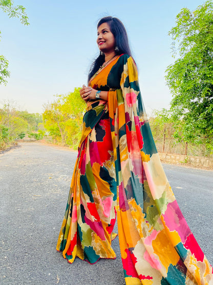 మల్టీ కలర్ జార్జెట్ 