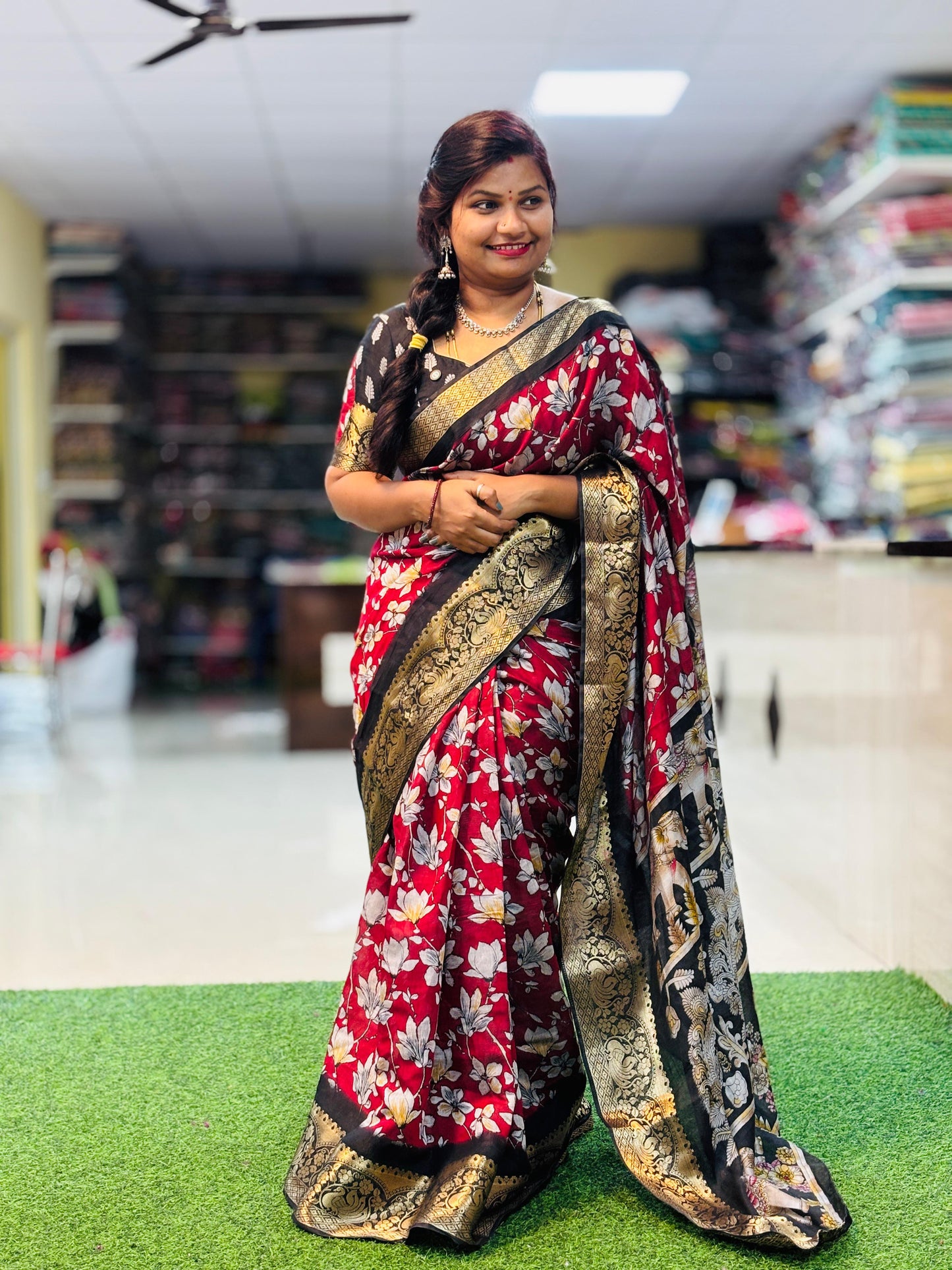 Premium Maheswari silk sarees with Kanchi peacock borders