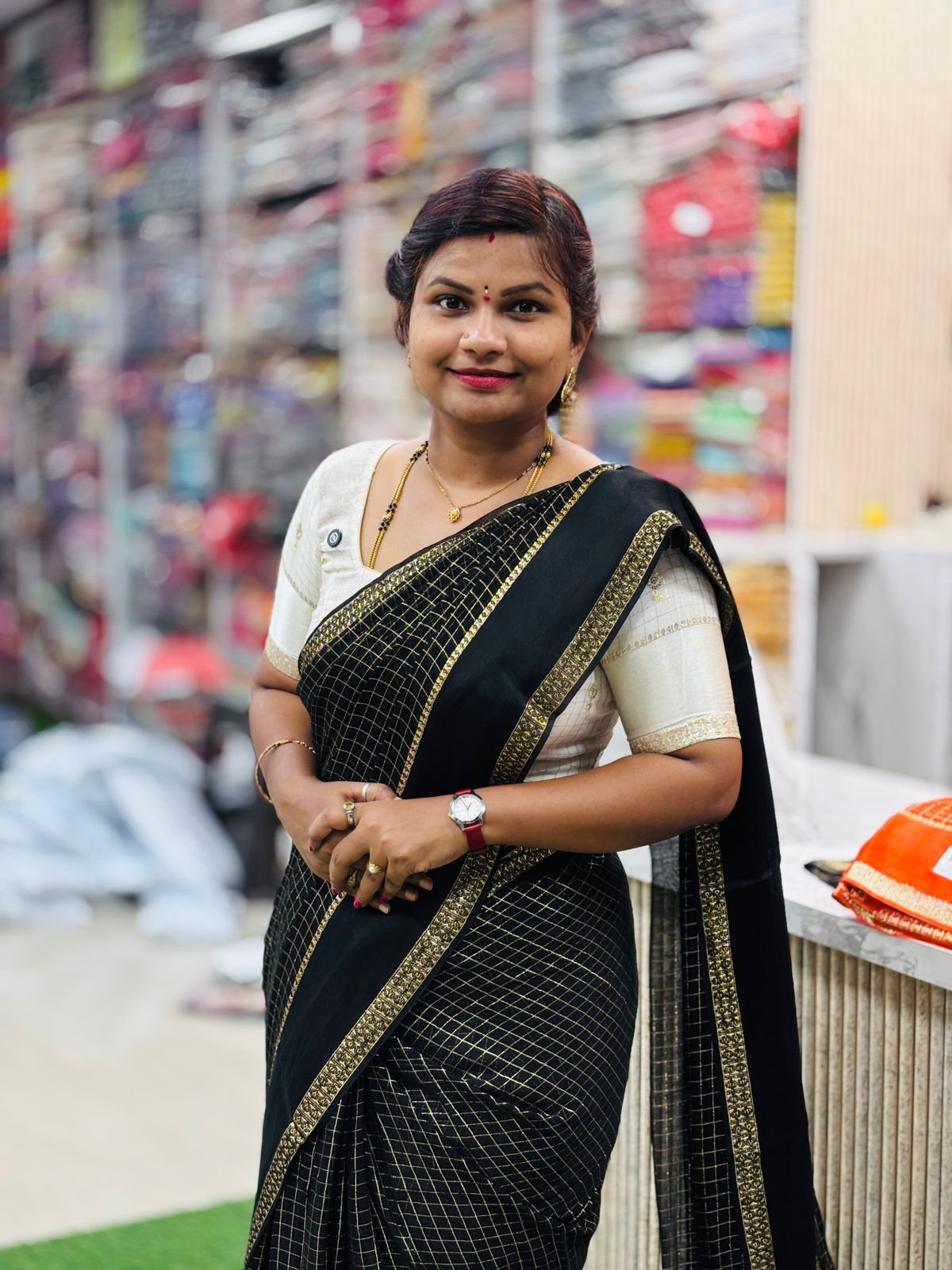 Premium viscous Georgette checks sarees
